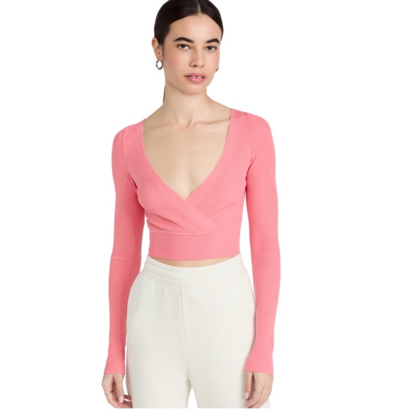 Live the Process Verso Wrap Ribbed Top In Thai Guava - Picture 1 of 5